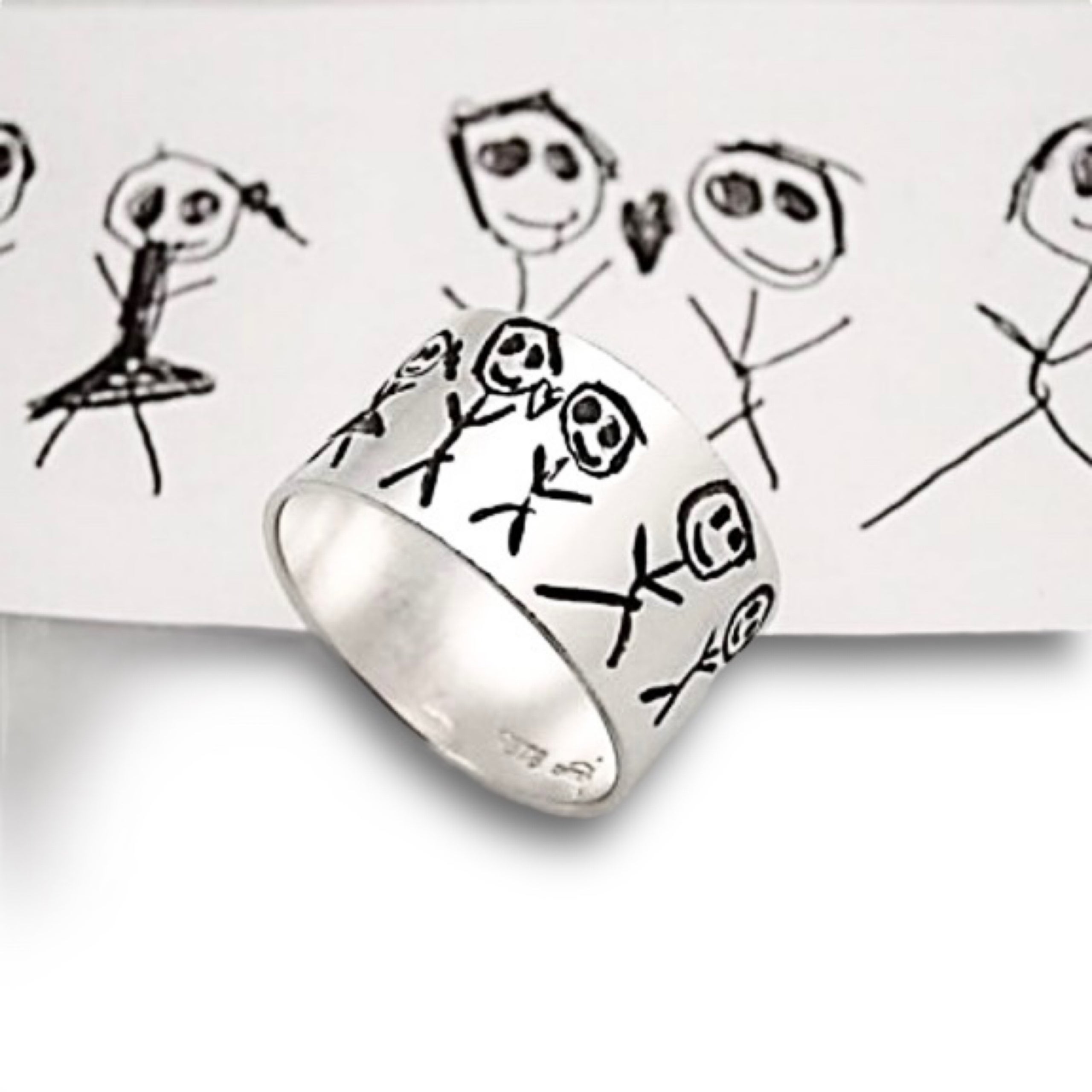 Kids design engraved ring handmade creative gift for parents Formia Design LLC
